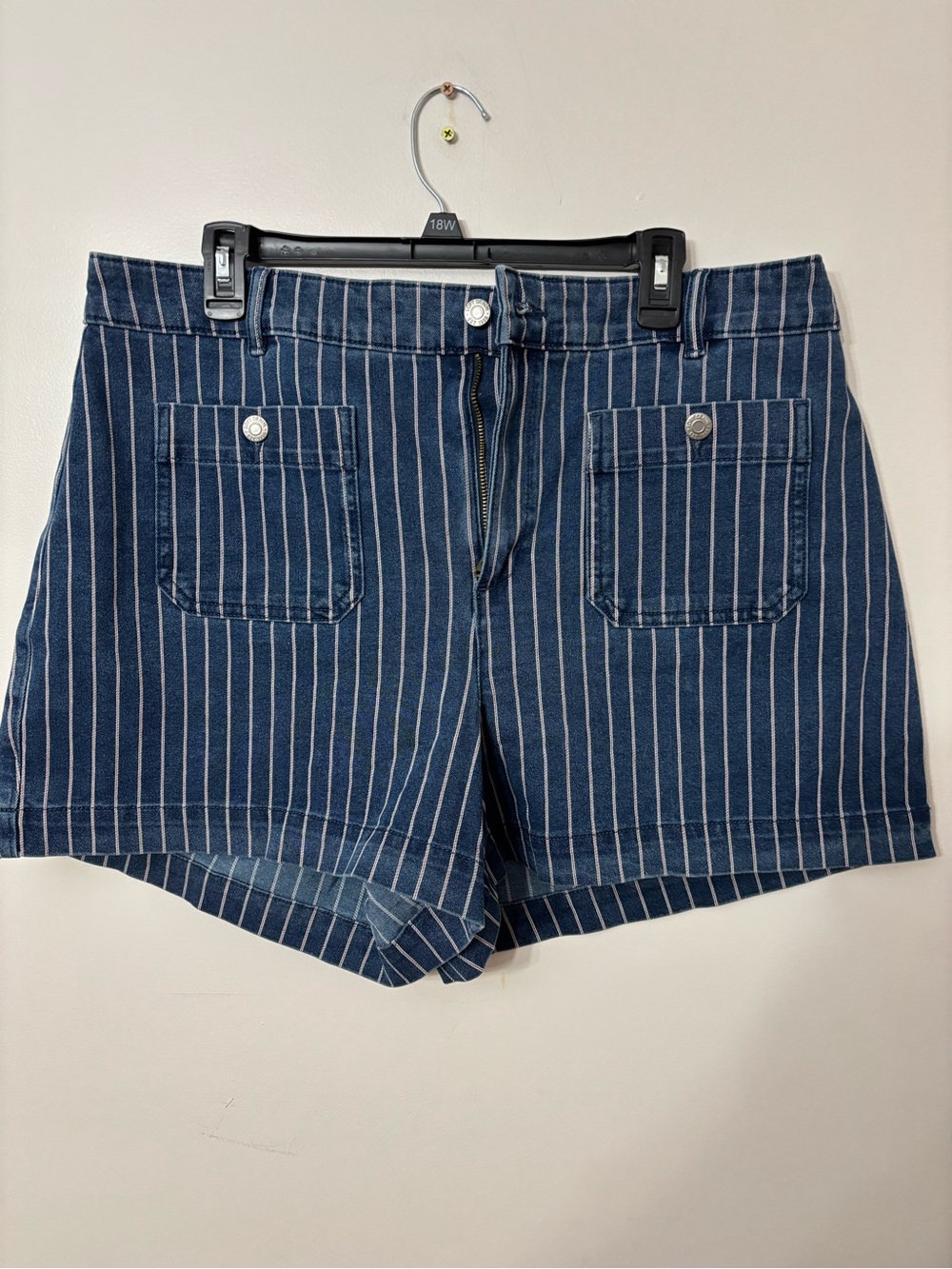 LOF Navy Pinstripe Jean Shorts